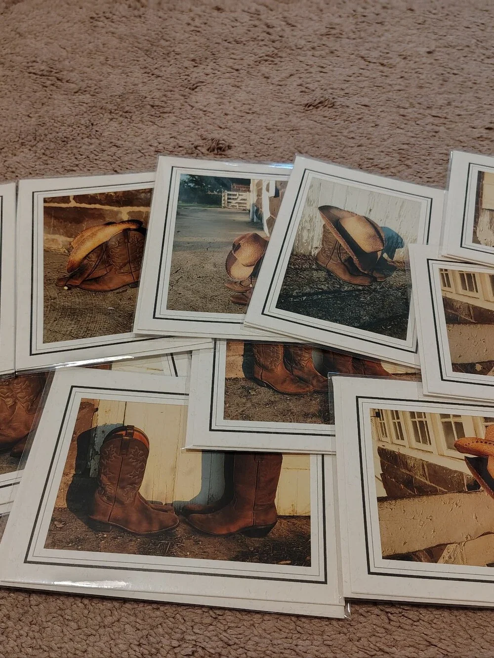 Set Of 10 Blank Cowboy/Cowgirl Greeting Cards. New.